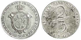 Altdeutsche Münzen und Medaillen
Mecklenburg-Schwerin
Friedrich Franz I., 1785-1837
2/3 Taler 1801. sehr schön/vorzüglich. Jaeger 20a. AKS 6.