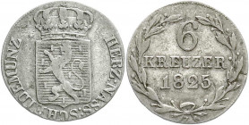 Altdeutsche Münzen und Medaillen
Nassau
Wilhelm, 1816-1839
6 Kreuzer 1825. Stempelstellung 10 h. sehr schön. Jaeger 35. AKS 46.
