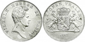 Altdeutsche Münzen und Medaillen
Nassau
Wilhelm, 1816-1839
Kronentaler 1837. scharf gereinigt, sonst vorzüglich mit kl. Schrötlingsfehler. Jaeger 4...