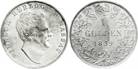 Altdeutsche Münzen und Medaillen
Nassau
Wilhelm, 1816-1839
Gulden 1839. vorzüglich, scharf gereinigt. Jaeger 44. AKS 43.