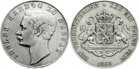 Altdeutsche Münzen und Medaillen
Nassau
Adolph, 1839-1866
Vereinstaler 1860. sehr schön. Jaeger 60. Thun 234. AKS 63.