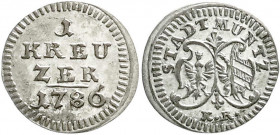 Altdeutsche Münzen und Medaillen
Nürnberg-Stadt
Kreuzer 1786. fast Stempelglanz. Kellner 384.