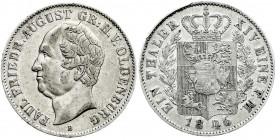 Altdeutsche Münzen und Medaillen
Oldenburg
Paul Friedrich August, 1829-1853
Taler 1846 B. sehr schön, kl. Kratzer. Jaeger 43. Thun 240. AKS 9.