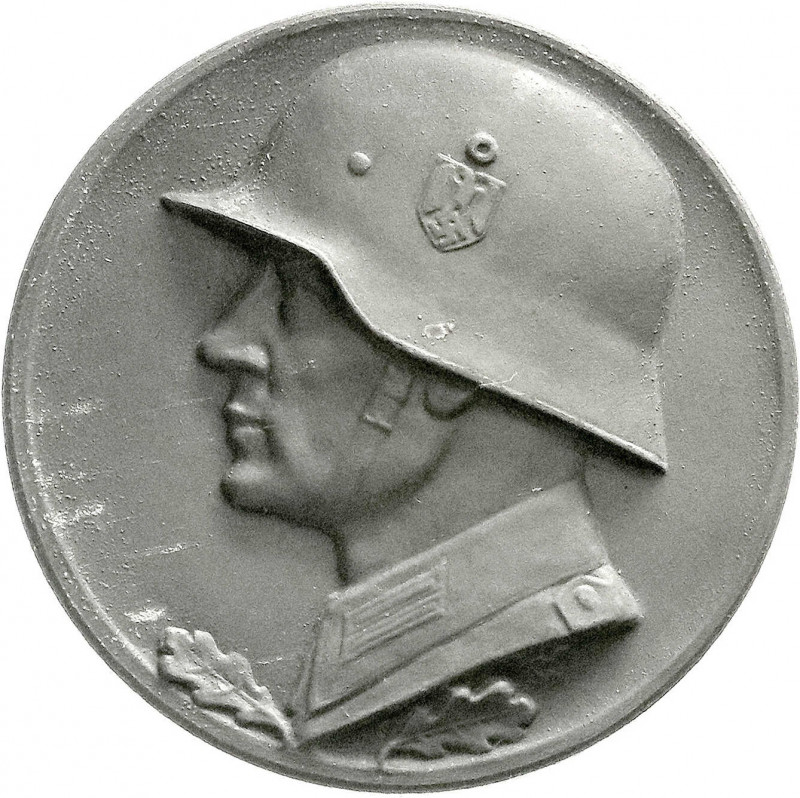 Medaillen
Drittes Reich
Einseitige Zinkmedaille o.J. von W. Soldatenbüste l. ü...