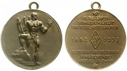 Medaillen
Drittes Reich
Tragbare Eisengussmedaille 1937 zum 12. dt. Sängerbundesfest und 75j. Bestehen des dt. Sängerbundes Breslau. 91 mm. vorzügli...