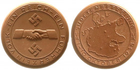 Medaillen
Drittes Reich
München: Einmarsch in das Sudetenland 1938 braun. 52 mm. prägefrisch. Scheuch 1862a.