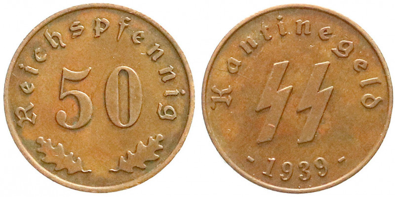Medaillen
Drittes Reich
50 Reichspfennig 1939. SS-Kantinegeld. Bronze, 25 mm. ...