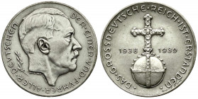 Medaillen
Drittes Reich
Silbermedaille 1939 von Hanisch-Concee, a.d. ersten Jahrestag der Eingliederung Österreichs zum Deutschen Reich. Kopf Hitler...