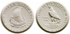 Medaillen
Drittes Reich
Porzellanmedaille 1940 Feldzug in Norwegen. Weiß. 48 mm. prägefrisch. Scheuch 1867n.
