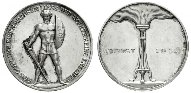 Medaillen
Erster Weltkrieg
Silbermedaille 1914 von Lauer. Stehender Krieger mi...