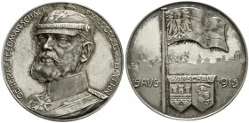 Medaillen
Erster Weltkrieg
Silbermedaille 1915 von Hummel bei Lauer. Einnahme von Warschau. 34 mm; 18,26 g. vorzüglich/Stempelglanz, kl. Kratzer, mi...