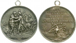 Medaillen
Judaica
Tragbare Silbermedaille o.J. (um 1800) v. Loos, auf die Elternliebe. Jakob und Joseph begrüßen sich, im Hintergrund Kamele/Spruch ...