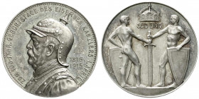 Medaillen
Personenmedaillen
Bismarck, Otto von *1815, +1898
Silbermedaille 1915 v. Oertel, a.s. 100. Geb. Brb. mit Pickelhaube l./2 Männer mit Schi...
