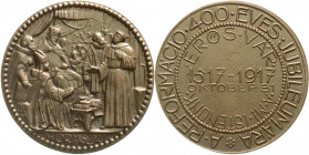 Medaillen
Reformation
Ungarn
Bronzierte Eisengussmedaille 1917 von Todt, a.d. 400 Jf. der Reformation. Luther mit Bischof, Kaiser u.a. in Worms 152...