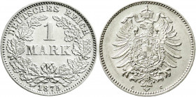 Reichskleinmünzen
1 Mark kleiner Adler, Silber 1873-1887
1875 C. prägefrisch/fast Stempelglanz. Jaeger 9.