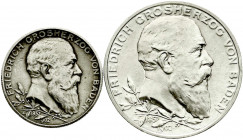 Reichssilbermünzen J. 19-178
Baden
Friedrich I., 1856-1907
2 Stück: 2 und 5 Mark 1902. 50 jähriges Regierungsjubiläum. vorzüglich und vorzüglich/St...