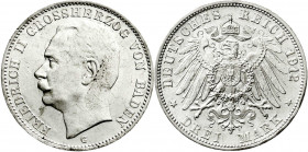 Reichssilbermünzen J. 19-178
Baden
Friedrich II., 1907-1918
3 Mark 1912 G. vorzüglich/Stempelglanz. Jaeger 39.