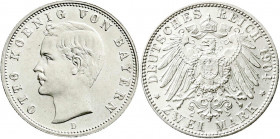 Reichssilbermünzen J. 19-178
Bayern
Otto, 1886-1913
2 Mark 1904 D. prägefrisch/fast Stempelglanz. Jaeger 45.