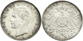 Reichssilbermünzen J. 19-178
Bayern
Otto, 1886-1913
2 Mark 1908 D. vorzüglich/Stempelglanz, schöne Patina. Jaeger 45.