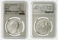 Reichssilbermünzen J. 19-178
Bayern
Otto, 1886-1913
5 Mark 1906 D. Im PCGS-Blister mit Grading MS 64, das am besten gegradete Ex. (Top Pop). fast S...