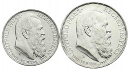 Reichssilbermünzen J. 19-178
Bayern
Luitpold 1911-1912
2 Stück: 2 und 3 Mark 1911 D. Zum 90 jähr. Geb. beide fast Stempelglanz, Prachtexemplare. Ja...