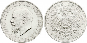 Reichssilbermünzen J. 19-178
Bayern
Ludwig III., 1913-1918
5 Mark 1914 D. gutes vorzüglich. Jaeger 53.