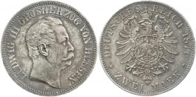 Reichssilbermünzen J. 19-178
Hessen
Ludwig III., 1848-1877
2 Mark 1877 H. gutes vorzüglich, schöne Patina, selten in dieser Erhaltung. Jaeger 66....