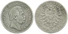 Reichssilbermünzen J. 19-178
Hessen
Ludwig III., 1848-1877
2 Mark 1877 H. schön/sehr schön. Jaeger 66.
