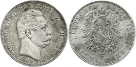 Reichssilbermünzen J. 19-178
Hessen
Ludwig III., 1848-1877
5 Mark 1876 H. vorzüglich/Stempelglanz, Vs. etwas gereinigt, selten in dieser Erhaltung....