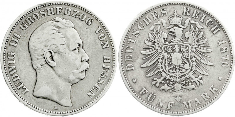 Reichssilbermünzen J. 19-178
Hessen
Ludwig III., 1848-1877
5 Mark 1876 H. fas...