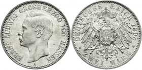 Reichssilbermünzen J. 19-178
Hessen
Ernst Ludwig, 1892-1918
2 Mark 1898 A. fast Stempelglanz, Prachtexemplar, sehr selten in dieser Erhaltung. Jaeg...