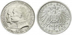 Reichssilbermünzen J. 19-178
Hessen
Ernst Ludwig, 1892-1918
2 Mark 1904. Zum 400. Geburtstag. fast Stempelglanz. Jaeger 74.