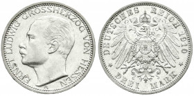 Reichssilbermünzen J. 19-178
Hessen
Ernst Ludwig, 1892-1918
3 Mark 1910 A. vorzüglich. Jaeger 76.