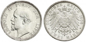 Reichssilbermünzen J. 19-178
Lippe
Leopold IV., 1904-1918
2 Mark 1906 A. Polierte Platte, kl. Kratzer, feine Patina. Jaeger 78.