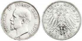 Reichssilbermünzen J. 19-178
Lippe
Leopold IV., 1904-1918
3 Mark 1913 A. fast Stempelglanz, Prachtexemplar. Jaeger 79.