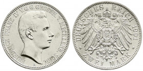 Reichssilbermünzen J. 19-178
Mecklenburg-Schwerin
Friedrich Franz IV., 1897-1918
2 Mark 1901 A. fast Stempelglanz, Prachtexemplar, selten in dieser...