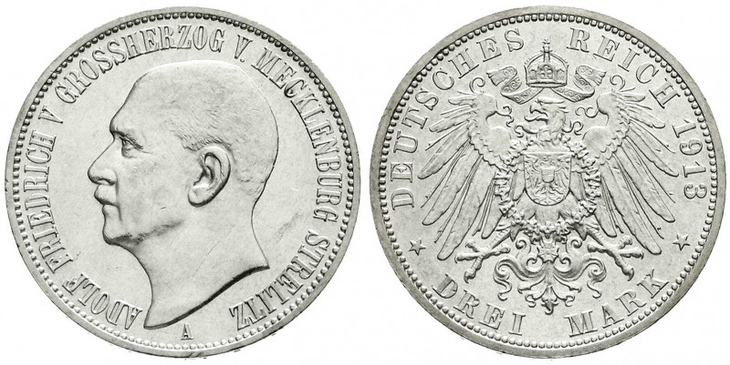 Reichssilbermünzen J. 19-178
Mecklenburg-Strelitz
Adolf Friedrich V., 1904-191...