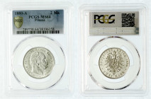 Reichssilbermünzen J. 19-178
Preußen
Wilhelm I., 1861-1888
2 Mark 1880 A. Seltenes Jahr. Im PCGS-Blister mit Grading MS 64 (Es wurde bisher nur 1 E...