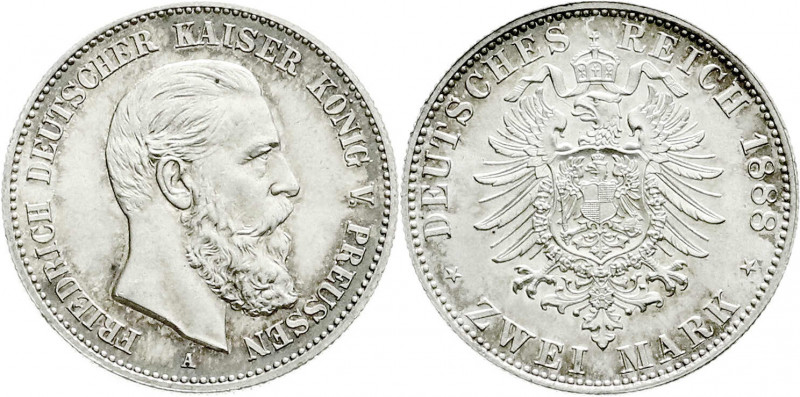 Reichssilbermünzen J. 19-178
Preußen
Friedrich III., 1888
2 Mark 1888 A. Stem...