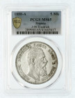 Reichssilbermünzen J. 19-178
Preußen
Friedrich III., 1888
5 Mark 1888 A. Im PCGS-Blister mit Grading MS 65. Stempelglanz, Prachtexemplar. Jaeger 99...