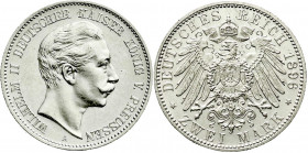 Reichssilbermünzen J. 19-178
Preußen
Wilhelm II., 1888-1918
2 Mark 1896 A. vorzüglich/Stempelglanz. Jaeger 102.