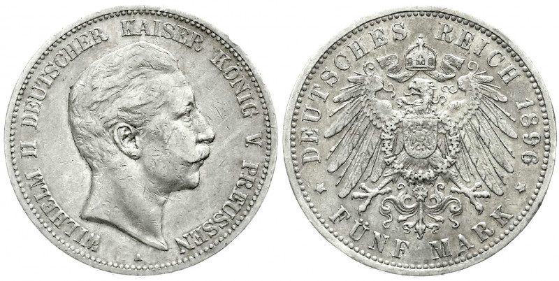 Reichssilbermünzen J. 19-178
Preußen
Wilhelm II., 1888-1918
5 Mark 1896 A. Se...