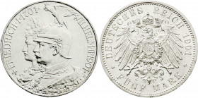 Reichssilbermünzen J. 19-178
Preußen
Wilhelm II., 1888-1918
5 Mark 1901. 200 Jahrfeier. prägefrisch, winz. Randfehler. Jaeger 106.