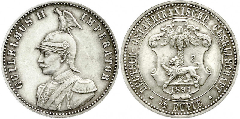 Kolonien und Nebengebiete
Deutsch Ostafrika
1/2 Rupie 1891. vorzüglich/Stempel...
