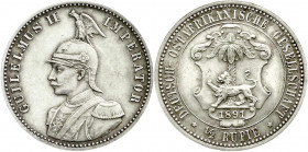 Kolonien und Nebengebiete
Deutsch Ostafrika
1/2 Rupie 1891. vorzüglich/Stempelglanz, schöne Patina. Jaeger 712.
