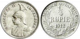 Kolonien und Nebengebiete
Deutsch Ostafrika
1/4 Rupie 1912 J. sehr schön/vorzüglich. Jaeger 720.