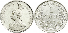 Kolonien und Nebengebiete
Deutsch Ostafrika
Rupie 1910 J. vorzüglich. Jaeger 722.