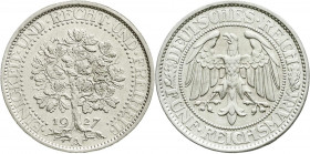 Weimarer Republik
Kursmünzen
5 Reichsmark Eichbaum Silber 1927-1933
1927 A. vorzüglich/Stempelglanz. Jaeger 331.
