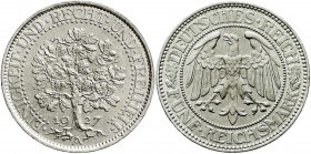 Weimarer Republik
Kursmünzen
5 Reichsmark Eichbaum Silber 1927-1933
1927 A. vorzüglich/Stempelglanz. Jaeger 331.