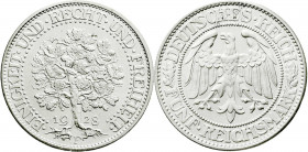 Weimarer Republik
Kursmünzen
5 Reichsmark Eichbaum Silber 1927-1933
1928 F. Stempelglanz, Prachtexemplar. Jaeger 331.